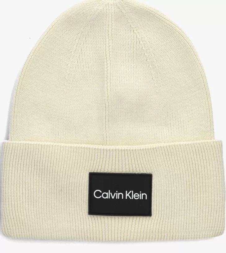 Clearance CALVIN KLEIN Muts Fine Cotton Rib Beanie Beige