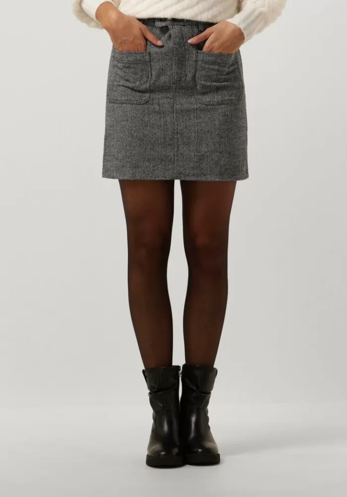 Dames SCOTCH & SODA Rokken^Donkergrijze Minirok Herringbone High Rise Mini Skirt