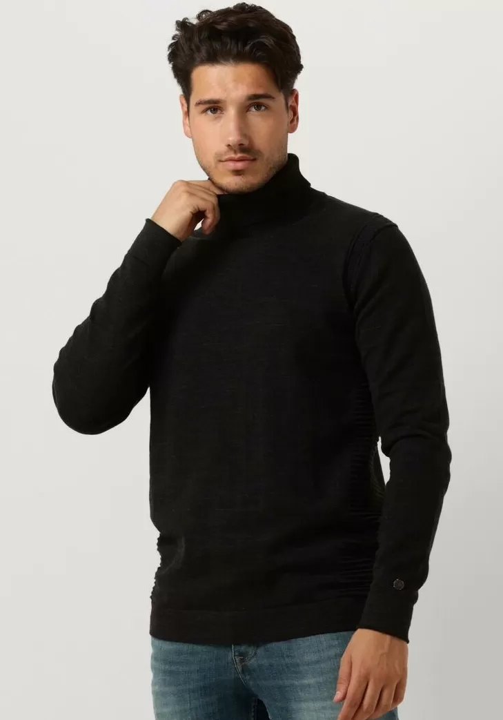 Shop CAST IRON E Coltrui Turtleneck Cotton Heather Plated Zwart