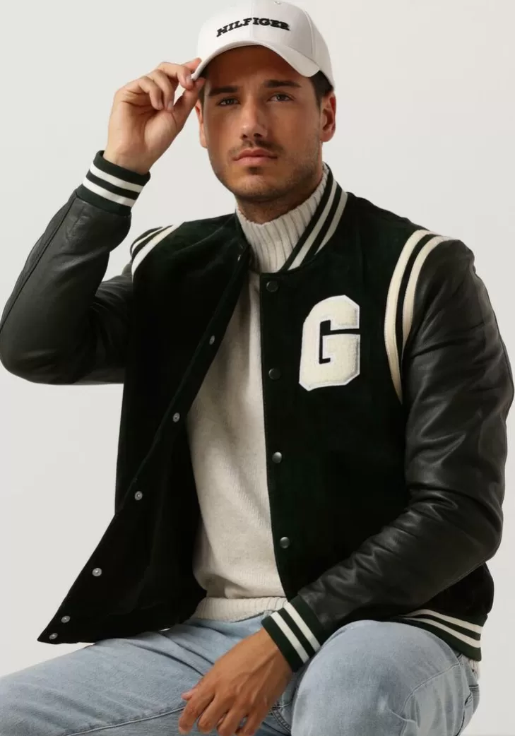 Shop GOOSECRAFT E Leren Jas Gc Melrose Bomber Groen