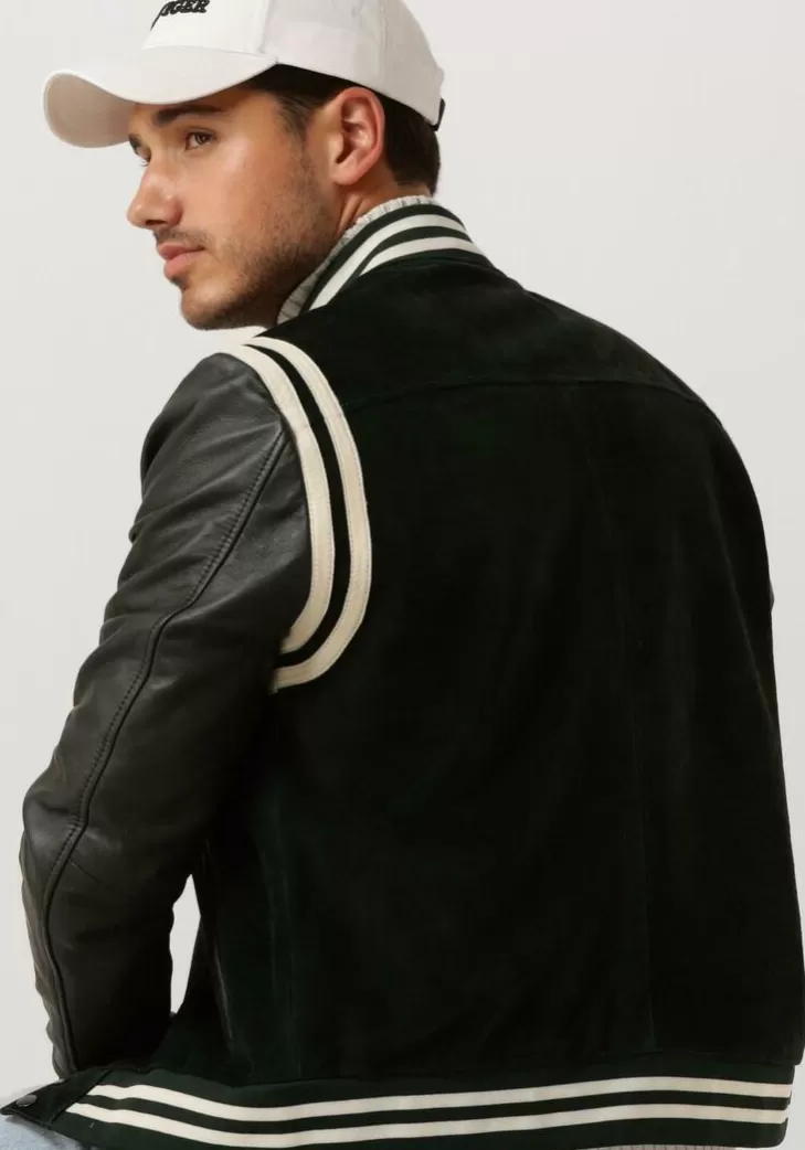 Shop GOOSECRAFT E Leren Jas Gc Melrose Bomber Groen