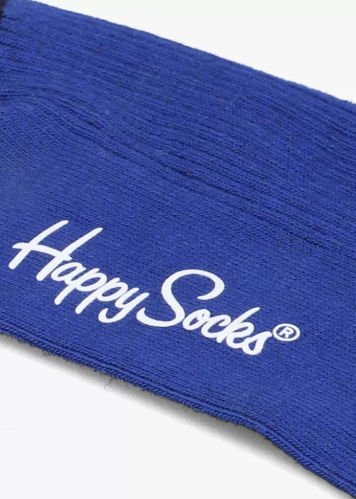 Shop HAPPY SOCKS E Sokken Ribbed Embroidery Car Blauw