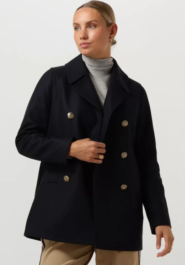 Dames TOMMY HILFIGER Jassen^E Mantel Wool Blend Prep Classic Peacoat