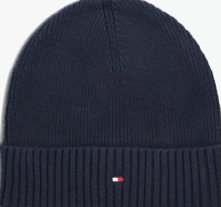 New TOMMY HILFIGER E Muts Essential Flag Beanie Blauw