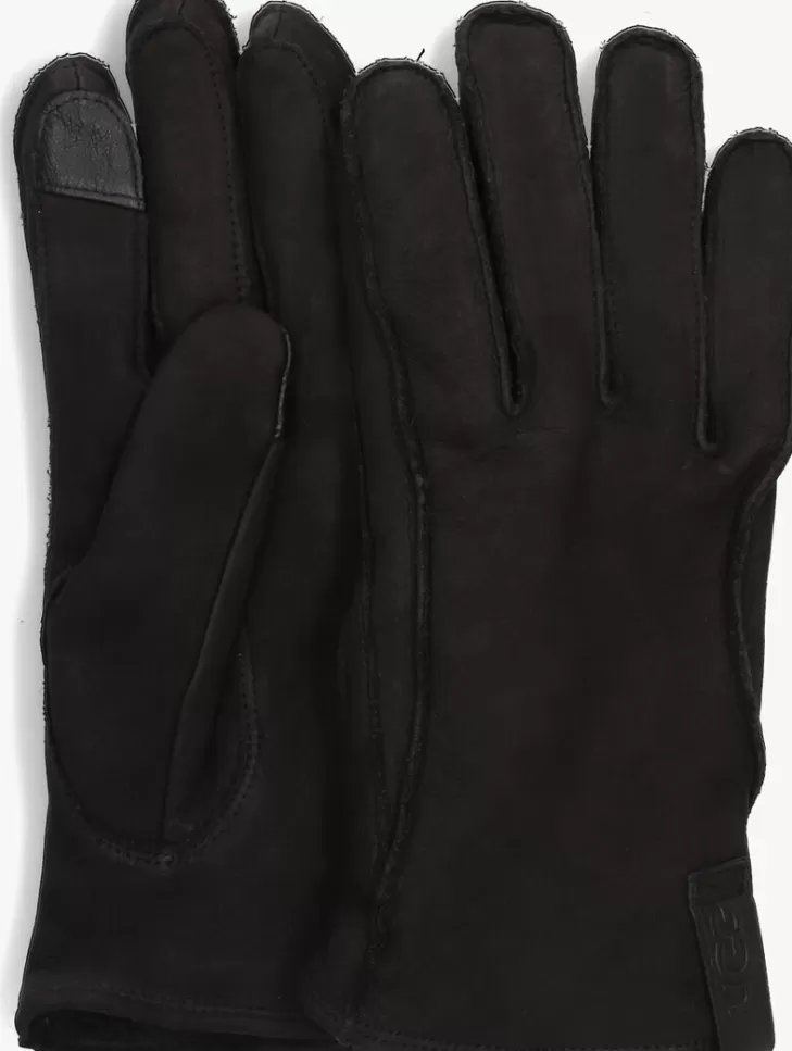 Discount UGG E Handschoenen Leather Clamshell Logo Glove Zwart