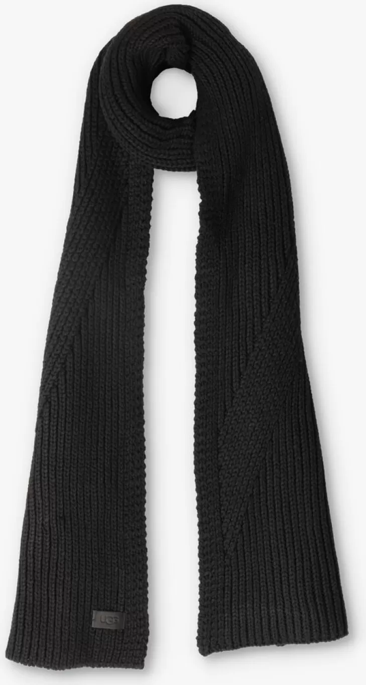 Hot UGG E Sjaal Knit Diagonal Ribbed Scarf Zwart