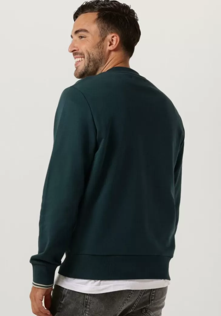 Hot FRED PERRY Sweater Crew Neck Sweatshirt Petrol