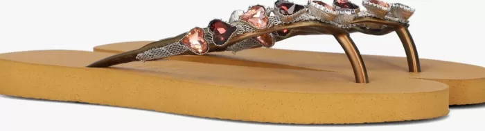 Dames UZURII Slippers^Gele Teenslippers Heart Bronze