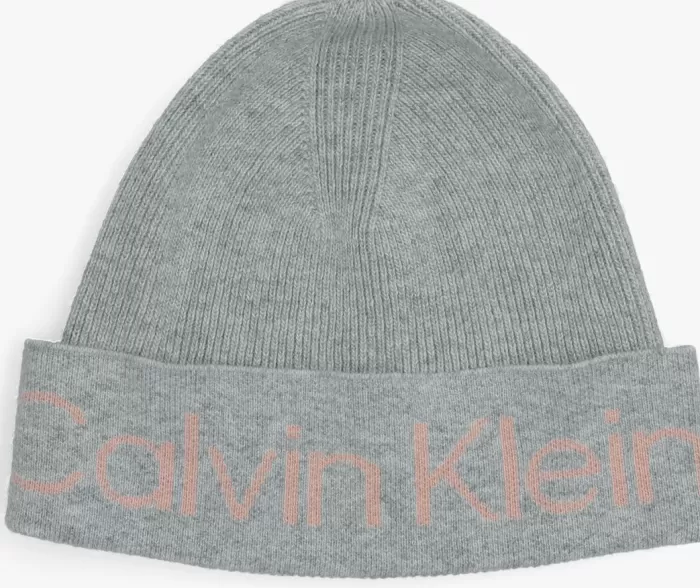 Dames CALVIN KLEIN Mutsen^Grijze Muts Eco Knit Beanie