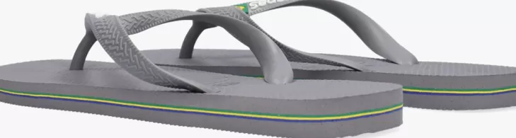 Hot HAVAIANAS Grijze Teenslippers Brasil Logo Grijs