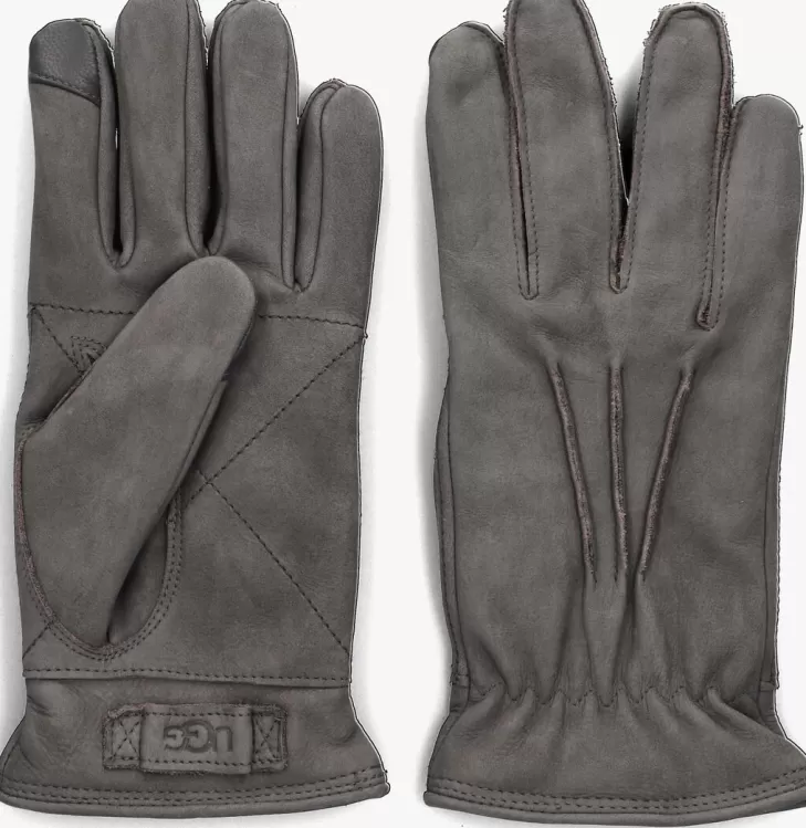 Best Sale UGG Grijze Handschoenen Point Leather Glove Grijs