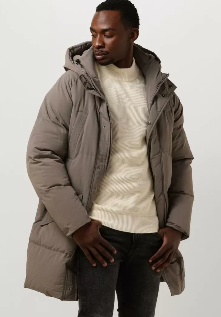 Hot PUREWHITE Jack Long Padded Jacket With Pockets Taupe