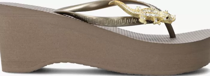 Dames UZURII Slippers^ Teenslippers Gold Crocodile