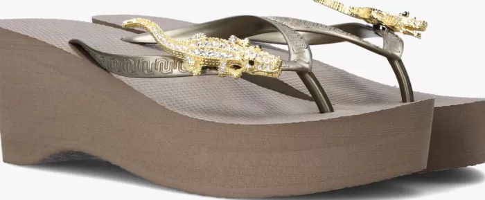 Dames UZURII Slippers^ Teenslippers Gold Crocodile